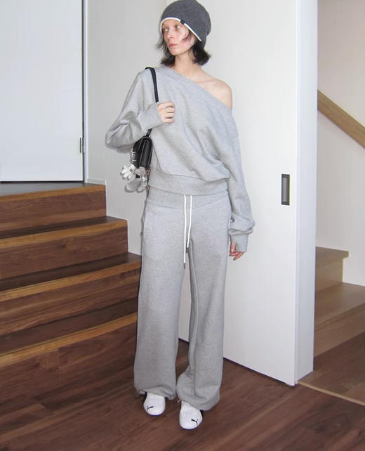 rare** al**散步系列宽腰螺纹可束脚喇叭卫裤8010301 商品图9