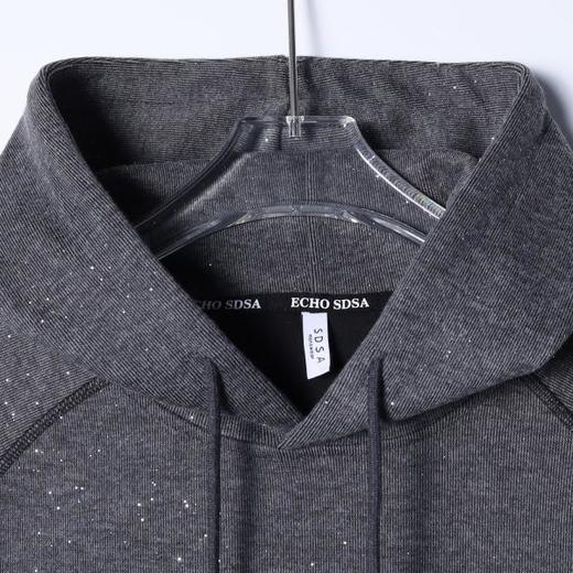 WY1197SDSA秋冬新款痞帅男装潮牌满天星四点刺绣抽绳连帽卫衣缝线百搭 商品图2