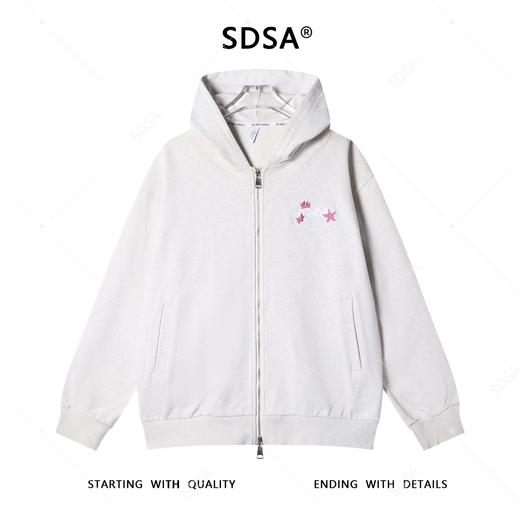 SDSA秋冬新款痞帅男装简约刺绣植物花卉字母拉链连帽卫衣开衫百搭 商品图0