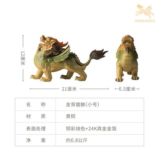 铜师傅《金背貔貅》桌面客厅电视柜家居装饰工艺品铜摆件 商品图4
