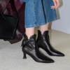 【预售5天】新款尖头蝴蝶结中跟女靴柔软显瘦气质及踝靴法式真皮高跟短靴QQJ&JZ-2132 商品缩略图0