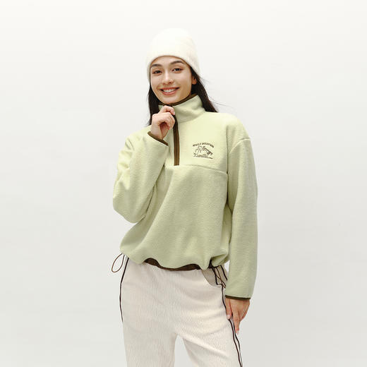 森马史努比系列卫衣女设计感摇粒绒保暖冬宽松半拉链立领刺绣上衣 商品图1