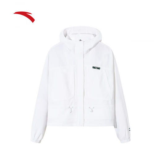 安踏（ANTA）【关晓彤同款】梭织外套 女新款休闲抽绳收腰运动上衣162538603 雪花白-1 商品图0