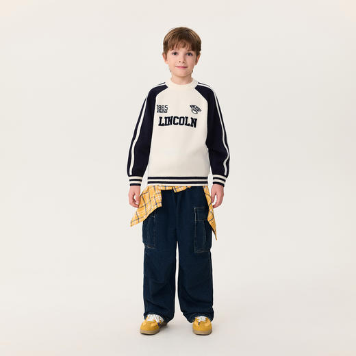 马克珍妮男童复古运动风软糯针织衫2025年冬装新款551902 商品图1