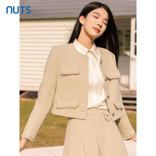 NUTS商场同款秋冬款设计感时尚气质百搭直筒短款外套女4420401A1 商品图0