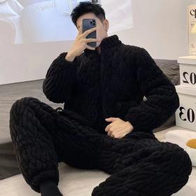 【GZ】无忧购男士三层夹棉加厚加绒家居服睡衣套装（截单后7天发货)