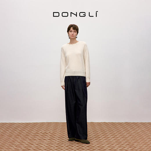 东黎 • 你本珍贵 冰晶暖绒 山羊绒女士秋季钉钻拉毛套衫 5456 商品图2