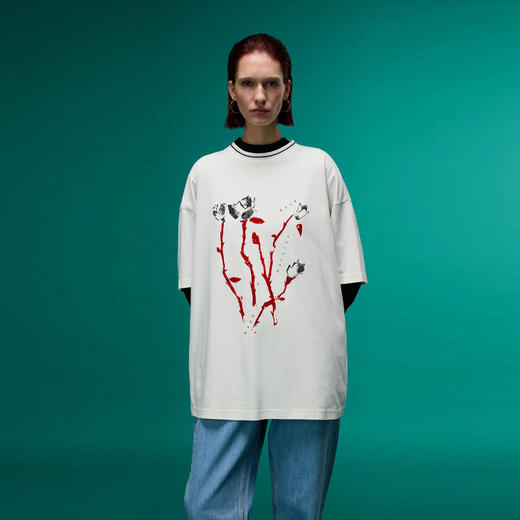 Napapijri 中性玫瑰徽标印花 Osorno 棉质圆领短袖平纹针织T恤 白色 NP0A4I56RB1 商品图2