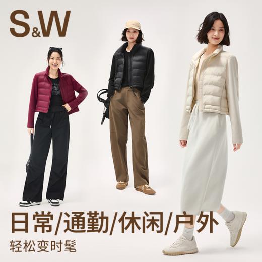 【sw速惟】SW秋冬女款立领拼接棉服运动休闲轻盈短款时尚外套1124 商品图3
