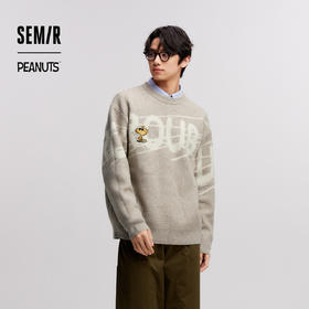 森马史努比系列毛衫男冬提花绣花针织衫情侣宽松套头毛衣内搭外穿