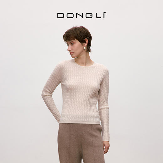 东黎 • 你本珍贵 小山羊绒女士秋季绞花套衫 5497 商品图3