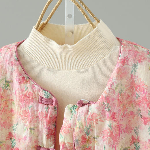 GYH 3748新中式简约休闲碎花国风盘扣棉袄印花外套 商品图2