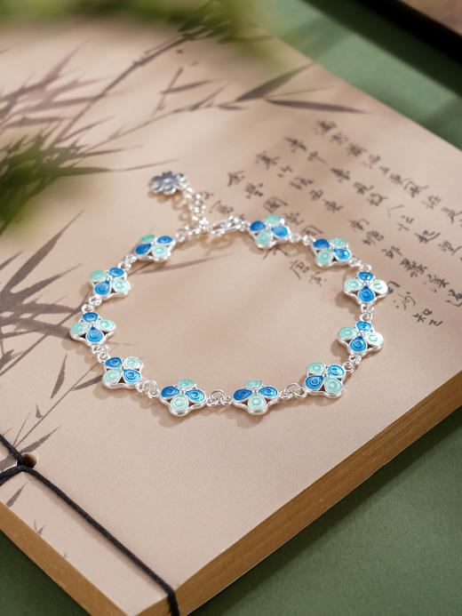 子佩集【四叶安好】S990银手链【MXSL011】四叶草花丝珐琅彩2510 商品图12