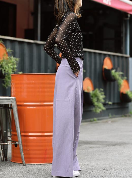 TYNVIE 前褶裥阔腿裤 - 薰衣草紫 商品图12