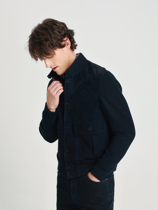 callisto星空蓝绵羊皮革老钱风皮衣 商品图3