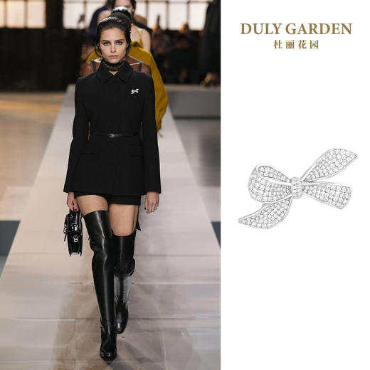 杜丽花园DULY GARDEN 法国高端设计胸针品牌白满镶蝴蝶结礼品配饰 11289ZW 商品图0