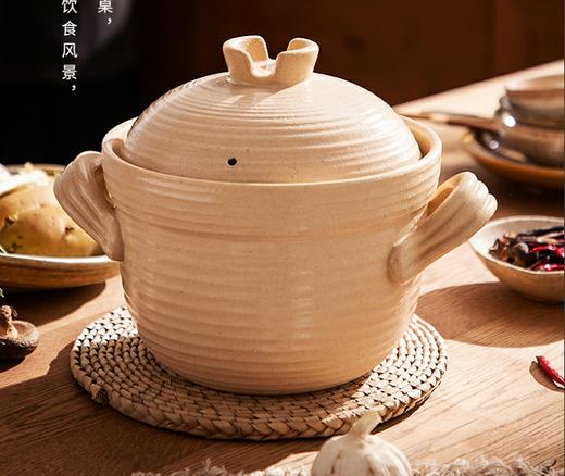 素陶草木灰砂锅3升| 双盖设计，加厚锅底、耐高温、不爆裂 商品图3