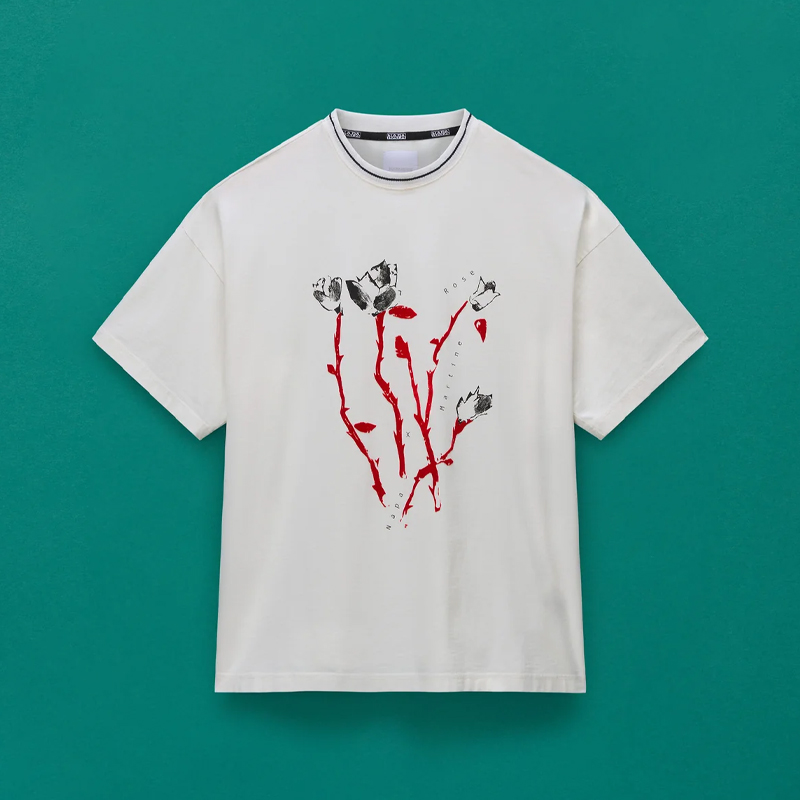 Napapijri 中性玫瑰徽标印花 Osorno 棉质圆领短袖平纹针织T恤 白色 NP0A4I56RB1