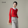 【商场同款】CNK4982 “魅力绞花毛衫”喜庆中国红 经典H版型 松弛有度 圆V领型视觉拉长颈部线条 精致造型金属扣 软糯亲肤毛衣 商品缩略图10