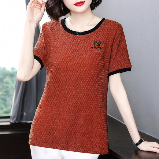 短袖t恤女装2025年新款夏季大码宽松中年妈妈半袖体恤衫女士上衣 商品图3