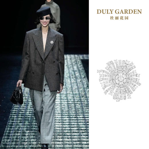 杜丽花园DULY GARDEN 法国高端设计胸针品牌白色满钻花礼品配饰女 11290ZW 商品图0