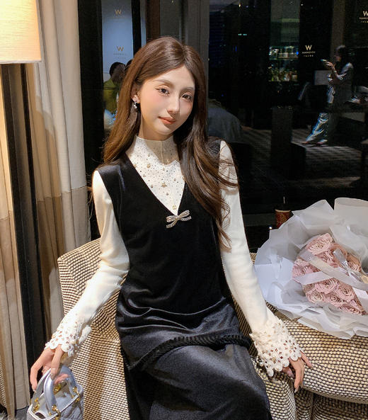 张心子【温暖冬日】半高领重工钉珠毛衣上衣 U2511024 商品图2