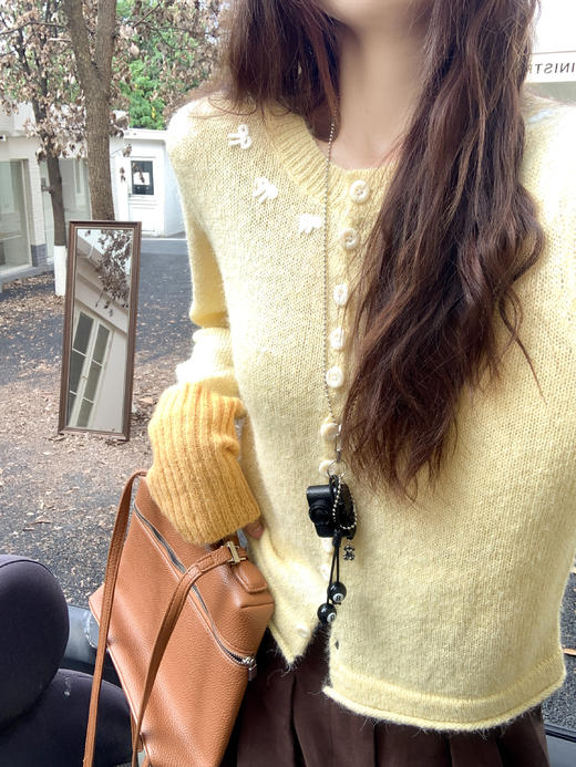 <曾小咸推荐> 现货秒杀！微信超特价！拼接黄色长袖针织衫 日常169.99 立减100 秒杀69.99！ 商品图6