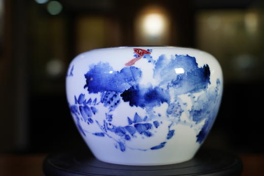 青花釉里红泼墨彩鳜鱼纹水盂 商品图0