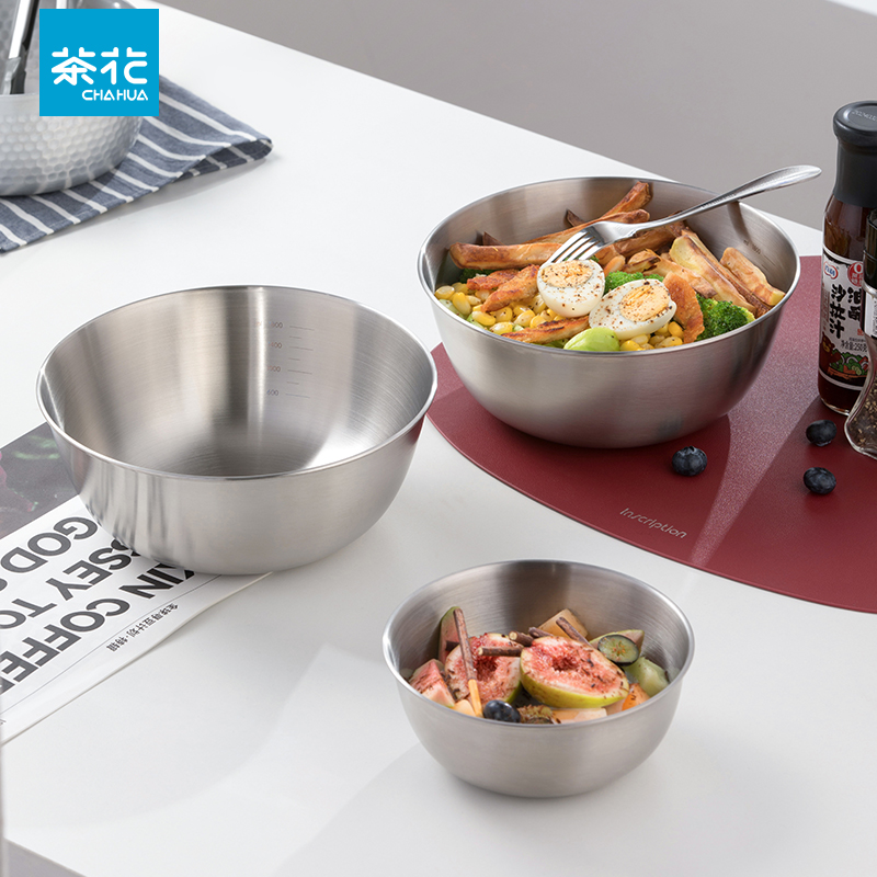 【茶花】不锈钢沙拉碗和面盆蒸蛋碗