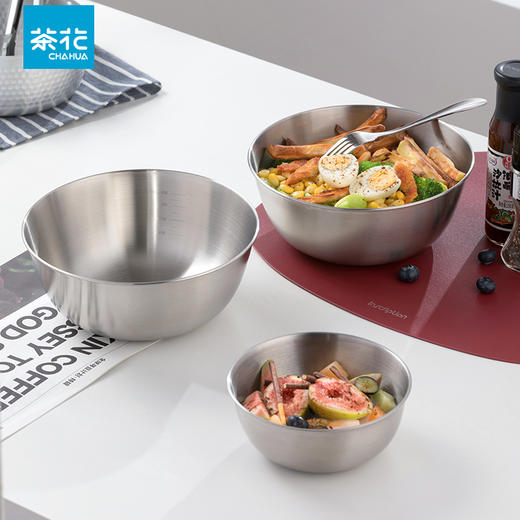 【茶花】不锈钢沙拉碗和面盆蒸蛋碗 商品图0