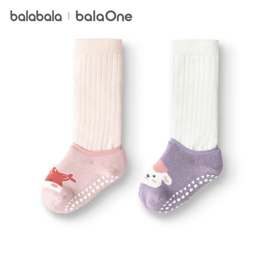 巴拉巴拉balaOne宝宝袜子冬保暖袜婴幼儿中筒袜防着凉提花两件套 商品图4