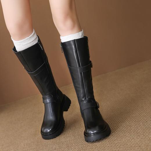 FR 85218英伦风长筒靴不过膝长靴皮带扣显瘦骑士靴 商品图1