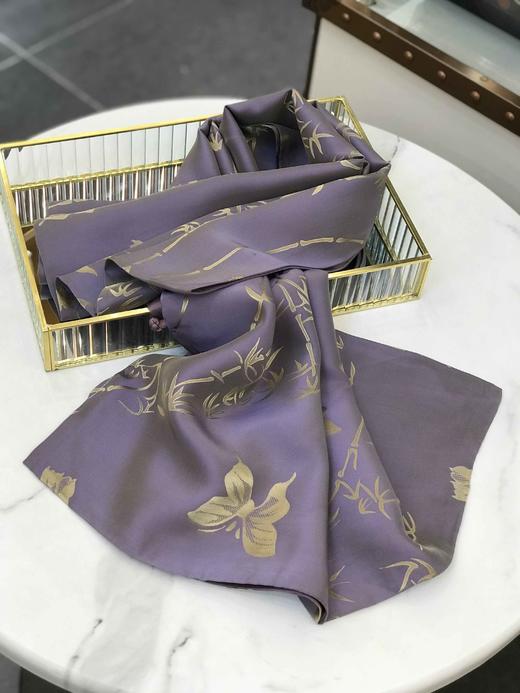 优品堂『华姿』重磅桑蚕丝《最新精湛挖花工艺》双面双层披肩围巾长巾 商品图9