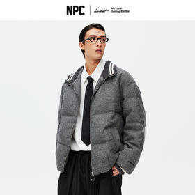 NPC潮牌毛织拼接撞色立领拉链鸭绒羽绒服短款夹克男秋冬NP58DJ40