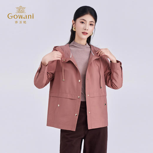 乔万尼2025新品复古休闲H型连帽款短款风衣外套ED1B918 商品图2