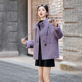 双面呢大衣短款，轻奢显瘦气质毛呢外套HR-QIXFS25-5120