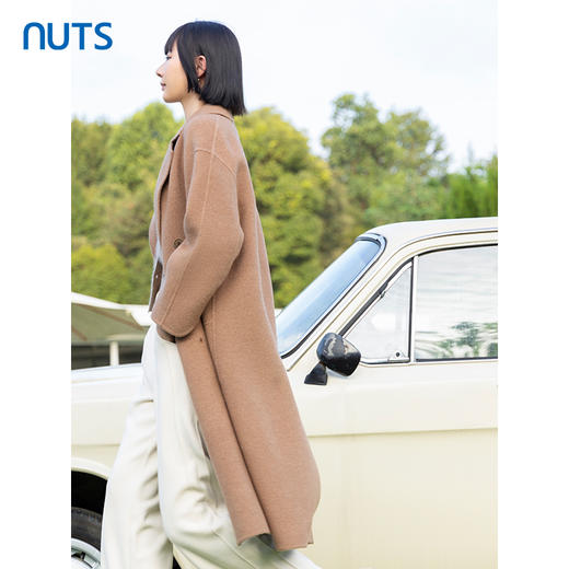 NUTS商场同款冬季复古气质时尚宽松双排扣双面毛呢外套女4431505A1 商品图2