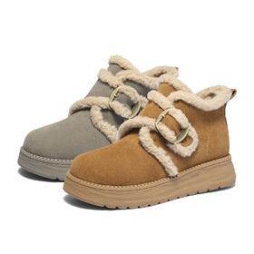 【云粉节】BF楼森达牛皮雪地靴2025冬季新款保暖厚底短靴XUV01吊牌价859活动价399