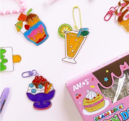 【AMOS合集】韩国AMOS免烤胶画儿童手工DIY制作涂色颜料填充女孩男孩玻璃益智生日礼物套装 商品图5