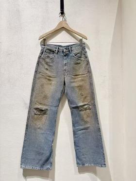 中性款破洞牛仔裤长裤001