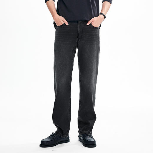 棉仓367819005-威化太阳能加绒休闲直筒牛仔裤 商品图0