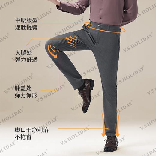 【绵羊毛月牙总裁三代】冬弹力抓绒商务休闲裤/079 商品图4