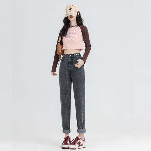 【加绒加厚】罗蒙女士冬款牛仔裤休闲百搭显瘦直筒九分裤女通勤裤子 商品图1