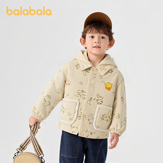 巴拉巴拉男童棉服恐龙印花外套假两件潮2025新款冬装 商品图0