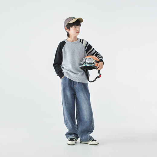 蓝汽水条纹毛衣801B258029JX 商品图1