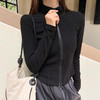 美式立领保暖拉链长袖打底衫 秋冬内搭外穿开衫修身显瘦外套 商品缩略图2