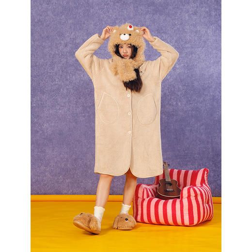 萌绒波点纯色女士家居服睡衣睡袍-纪念日百货门店同款167100628 商品图3