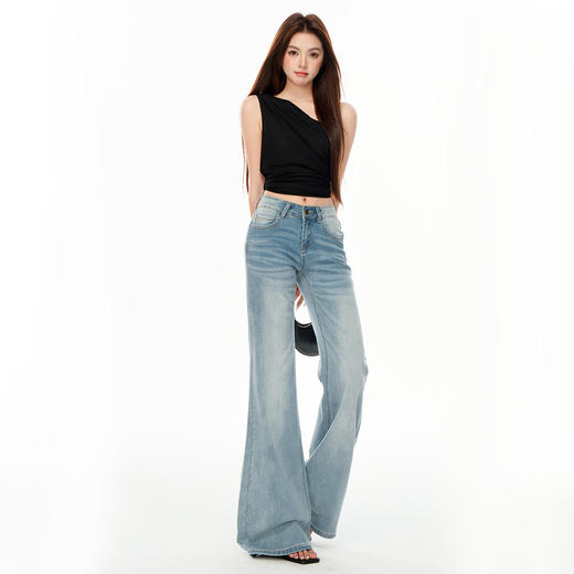 【加绒加厚】罗蒙冬款女士窄版微喇显瘦牛仔裤百搭时尚通勤拖地长裤 商品图2