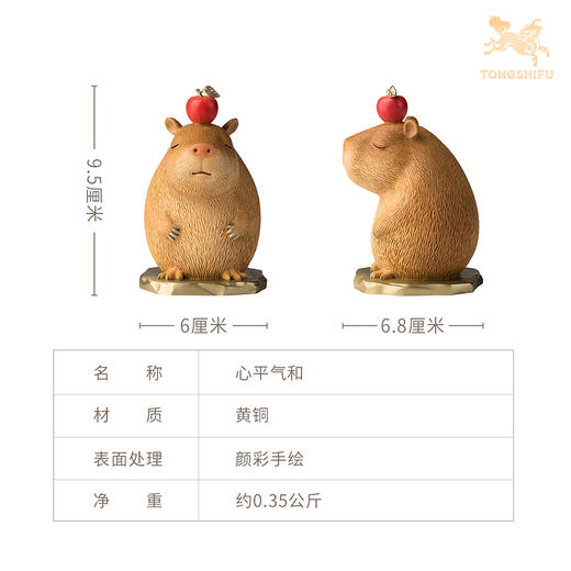 铜师傅《心平气和》卡皮巴拉客厅桌面铜摆件 家居治愈情绪摆件 商品图5