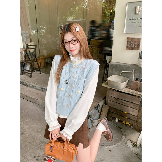 【149元任选2件】现货！蓝色针织马甲 商品图4